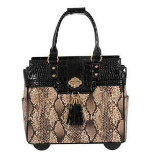 JKM and Company BARCELONA Python Rolling Laptop Bag Briefcase Tote or Travel Bag